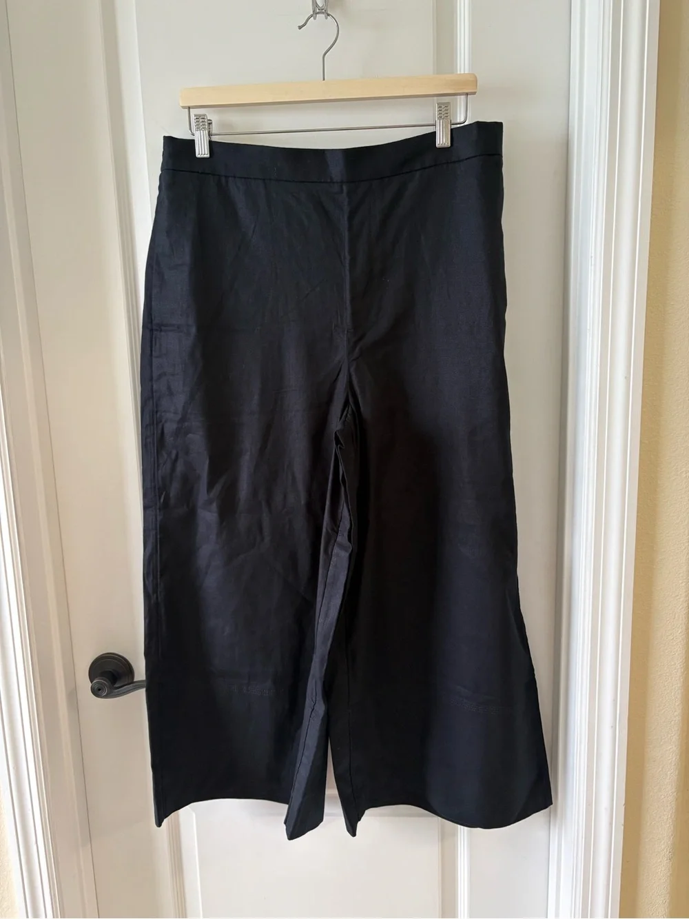 NWT Banana Republic Linen Blend Wide Leg Crop Pants Large Black